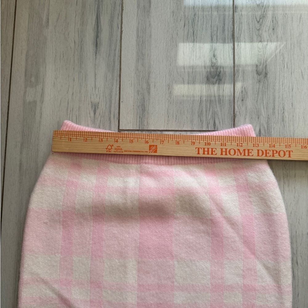 MARBLE Pink and Cream Checkered Pencil Skirt - Picture 2 of 6